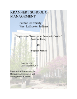 Dispersion of Power as an Economic Goal of Antitrust Policy