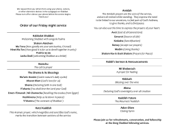 Order of our Friday night service
