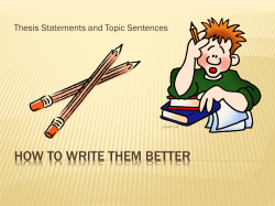 Thesis Statements and Topic Sentences