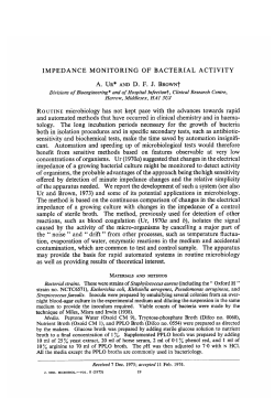 IMPEDANCE MONITORING OF BACTERIAL ACTIVITY A. UR* AND