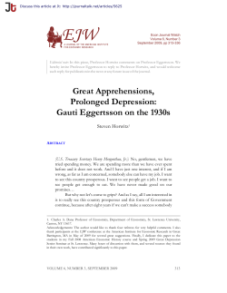 Great Apprehensions, Prolonged Depression: Gauti Eggertsson on