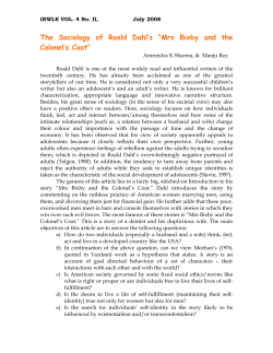 The Sociology of Roald Dahl`s &ldquo;Mrs Bixby and the Colonel`s Coat&rdquo;