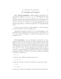 9.2. Languages and Grammars 9.2.1. Formal Languages. Consider