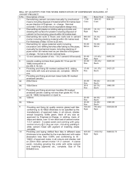 BILL OF QUANTITY FOR THE WORK RENOVATION OF