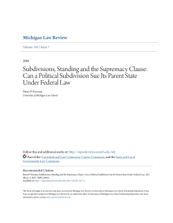 Subdivisions, Standing and the Supremacy Clause