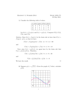 Handout 5, Summer 2014 Math 1823-171 29 May 2014 1. Consider