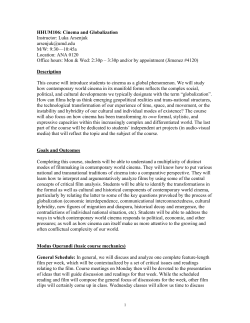 HHUM106: Cinema and Globalization Instructor: Luka Arsenjuk