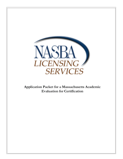 Application Packet for a Massachusetts Academic Evaluation