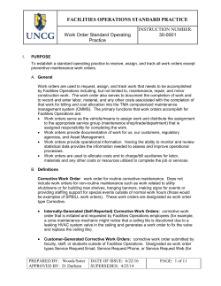 Work Order SOP - Facilities Operations, UNCG