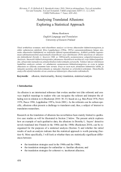 Analysing Translated Allusions: Exploring a Statistical