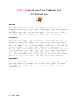 Teacher Instructions for Animal Farm Vocabulary Word Search