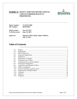 Policy for Non-Recreational Uses of Former Railway Properties