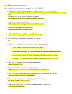 Study Guide for American Revolution in Georgia Test