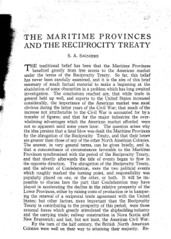 maritime provinces and the reciprocity treaty
