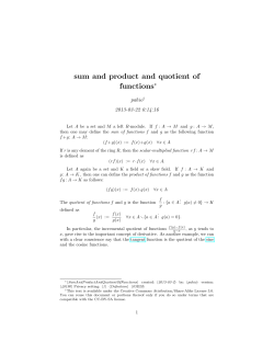 sum and product and quotient of functions