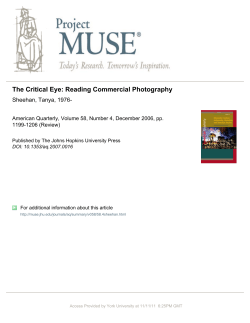 The Critical Eye: Reading Commercial Photography