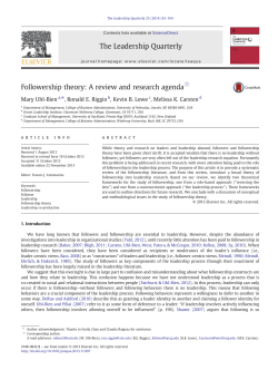 Followership theory: A review and research agenda (PDF