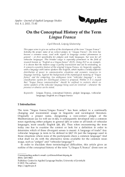 On the Conceptual History of the Term Lingua Franca