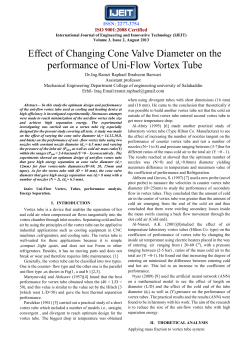 Effect of Changing Cone Valve Diameter on the performance of Uni