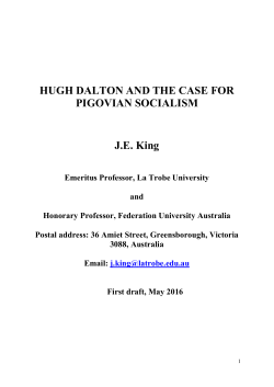 HUGH DALTON AND THE CASE FOR PIGOVIAN SOCIALISM JE King