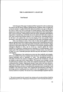 THE CLASSICISM OF TS ELIOT (11)` Toni Pascua1 In the