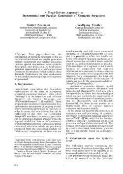 A Head-Driven Approach to Incremental and Parallel Generation of