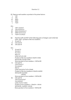 Exercise 1.2 Q1. Express each number as product of its prime