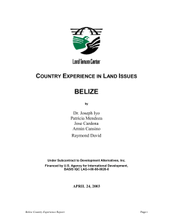 Country Experience in Land Issues, Belize