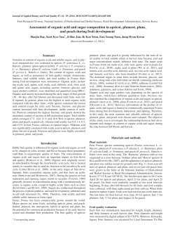 Assessment of organic acid and sugar composition in apricot