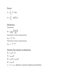 Power Dielectrics Electric flux density in dielectrics