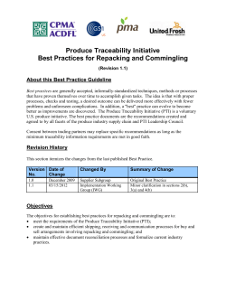 Best Practices for Repacking/Commingling