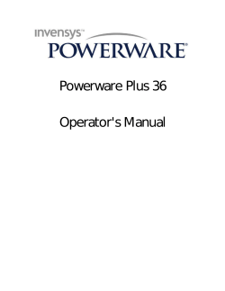 Powerware Plus 36 Operator`s Manual