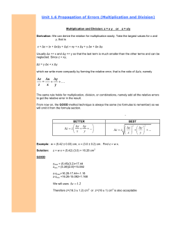 Unit 1.6 Propagation of Errors (Multiplication and Division