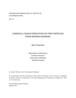 Chemical characterisation of fine particles from biomass burning