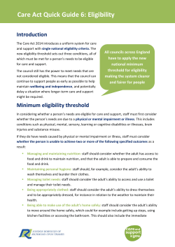 Care Act Quick Guide 6: Eligibility