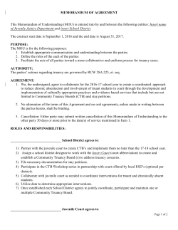 MEMORANDUM OF UNDERSTANDING BETWEEN