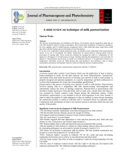 A mini review on technique of milk pasteurization