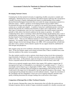Assessment Criteria for Nutrients in Selected Northeast Estuaries