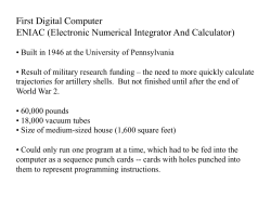 First Digital Computer ENIAC (Electronic Numerical Integrator And