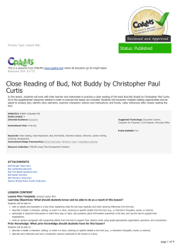 Close Reading of Bud, Not Buddy by Christopher Paul Curtis