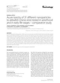Acute toxicity of 31 different nanoparticles to zebrafish (Danio rerio