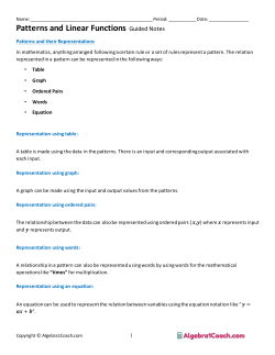 Patterns and Linear Functions