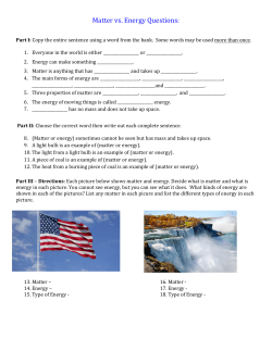 Matter Vs Energy QuestionsMatter Vs Energy Questions(es)