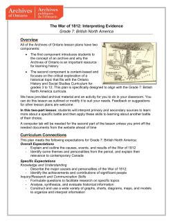 The War of 1812 - Archives publiques de l`Ontario