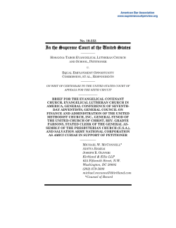Brief for Evangelical Covenent Church, Evangelical Lutheran