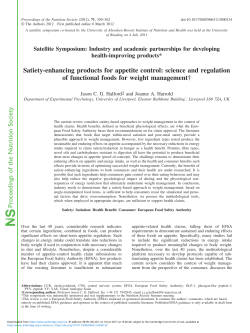 Proceedings of the Nutrition Society Satiety