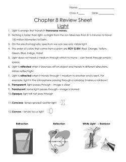 Chapter 8 Review Sheet Light