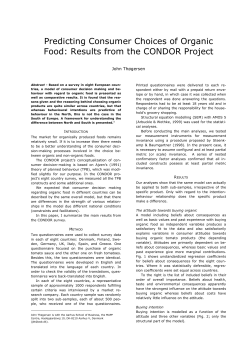 Predicting Consumer Choices of Organic Food: Results from the