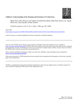 Children`s Understanding of the Meaning and Functions of Verbal