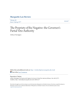 The Propriety of the Negative: the Governor`s Partial Veto Authority